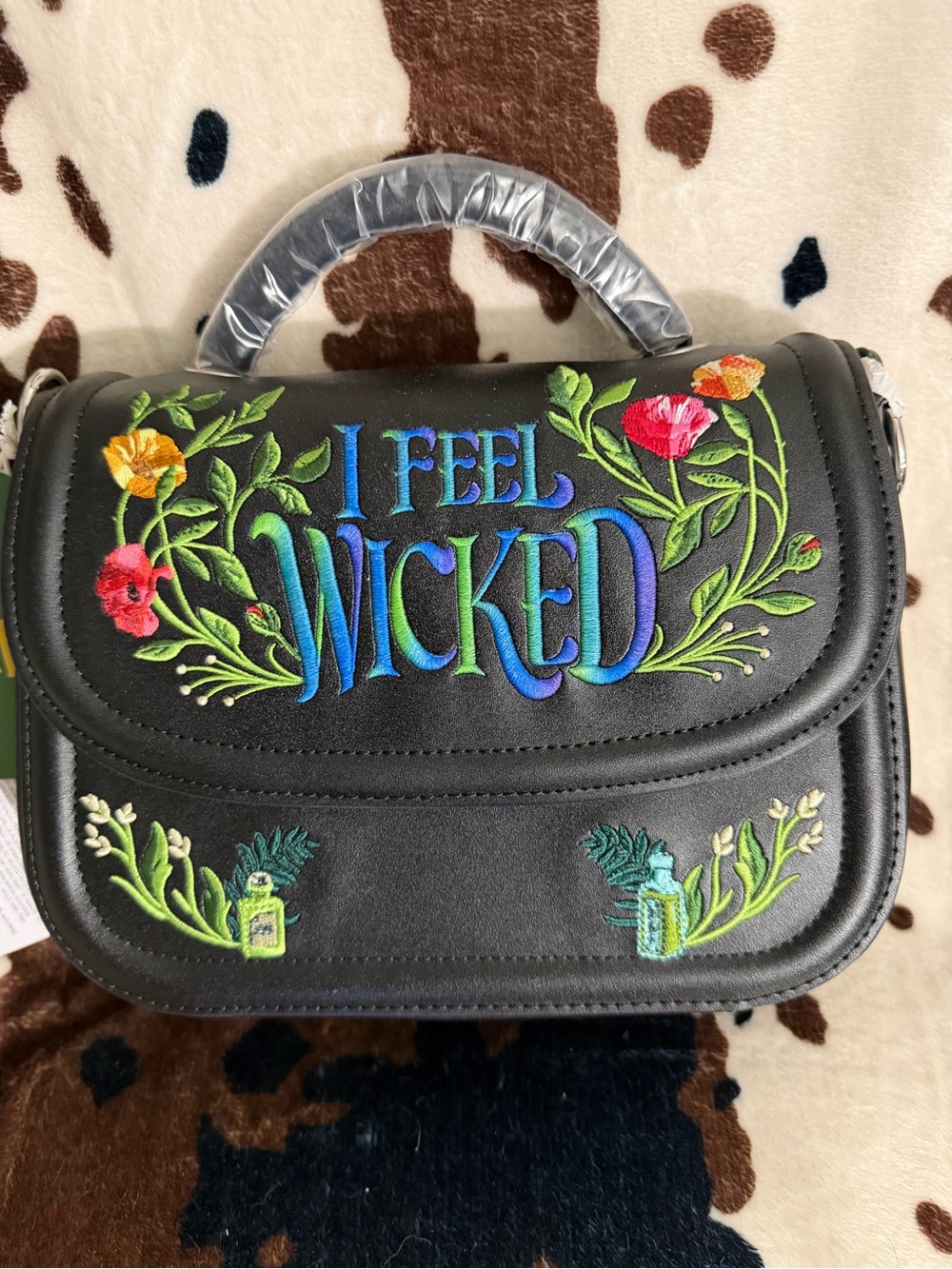 Loungefly Black 'I Feel Wicked' Embroidered Top-Handle Satchel